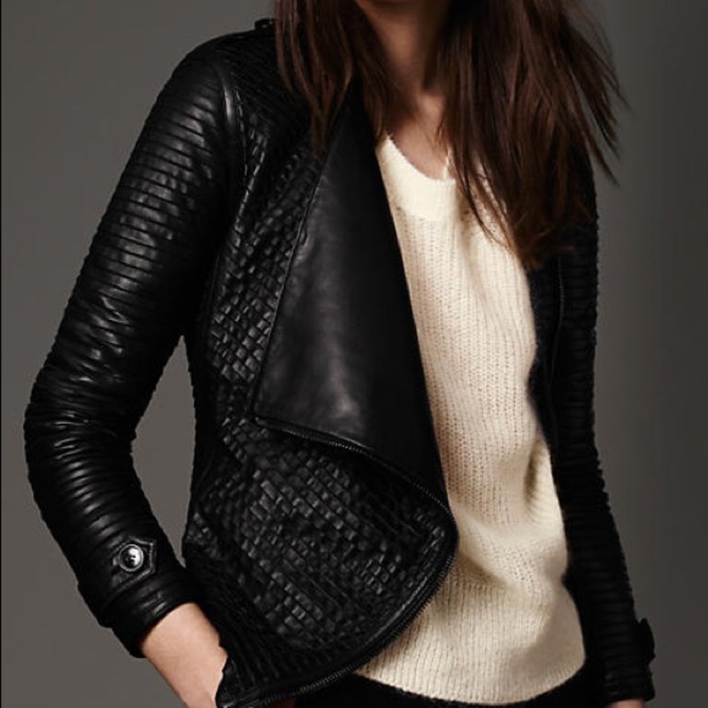 Burberry Lamb Black Leather Jacket Size 2 - Picture 1 of 11